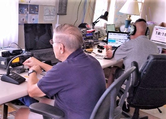 Ham radio operators take part in a ham radio field day event in Big Flats sponsored by the Amateur Radio Association of the Southern Tier.