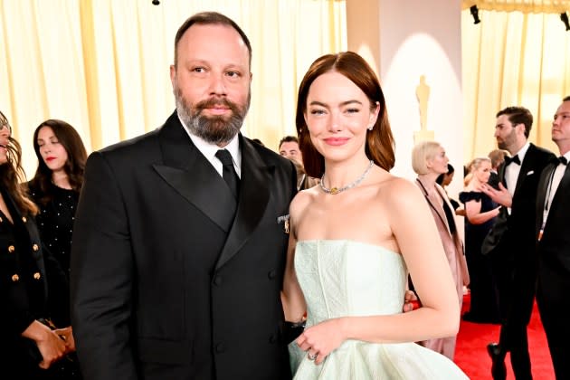 Yorgos Lanthimos and Emma Stone at the 96th Annual Oscars on March 10, 2024 in Los Angeles, CA.  - Credit: Michael Buckner/Variety/Getty Images