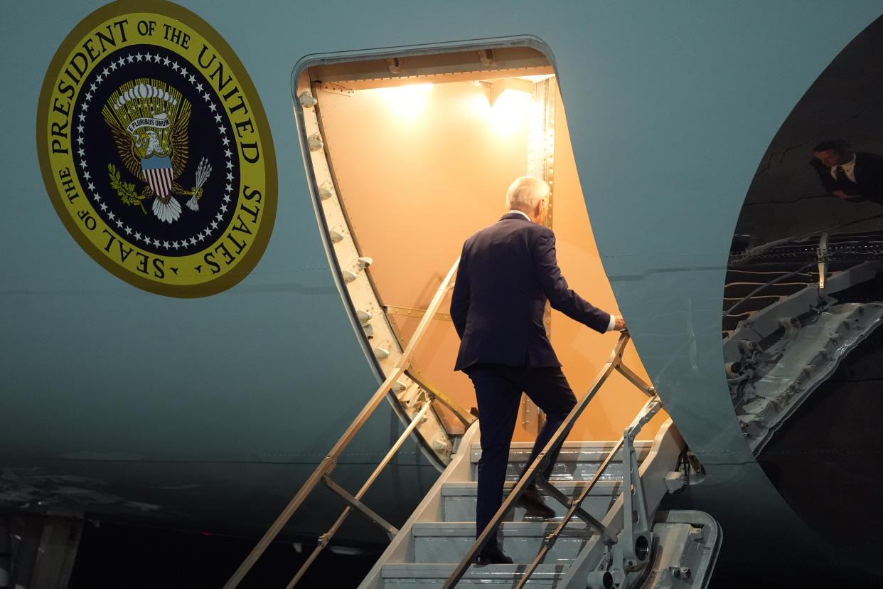 President Biden boards Air Force One at JFK Airport in New York City.