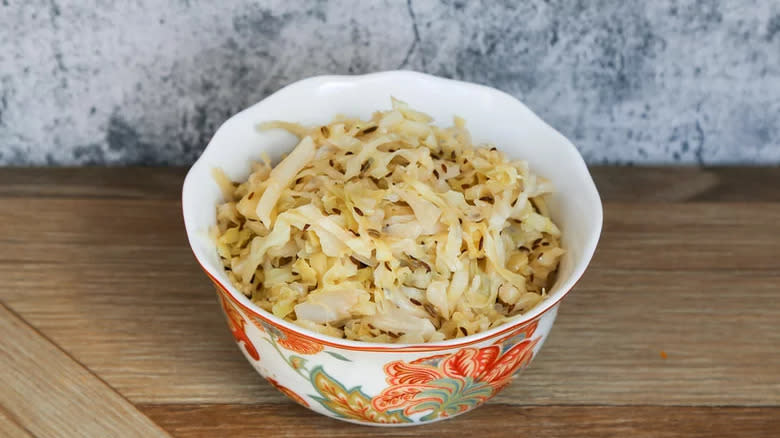Sauerkraut in decorative bowl