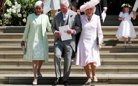 Doria Ragland leaves St George's Chapel with the Duke and Duchess of Cornwall - Credit: PA