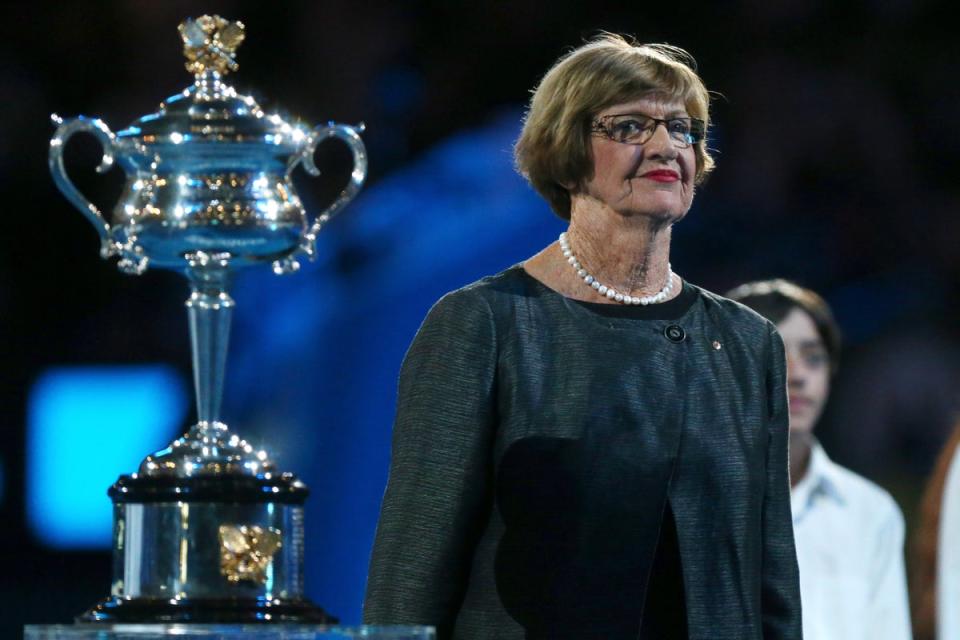 Margaret Court presents the women’s Australian Open trophy in 2013 (Getty Images)