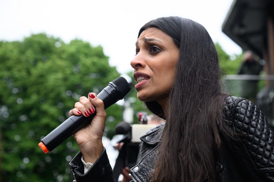 Faiza Shaheen at a rally in her support after she was dropped as the Labour candidate for Chingford and Woodford Green (Getty Images)