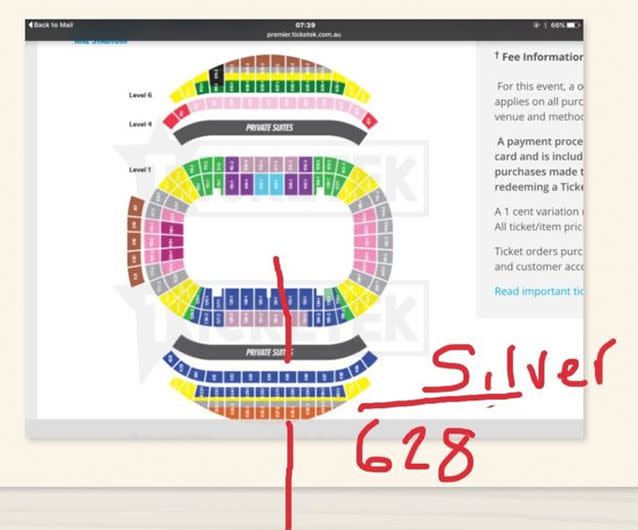 The tickets are in the silver section of the ANZ Stadium. Photo: Gumtree