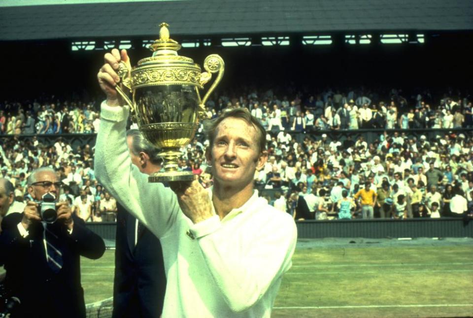 Rod Laver winning the Wimbledon title in 1969.