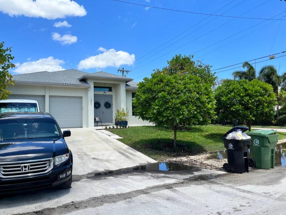 A newer home in the River Oaks neighborhood of Fort Lauderdale is visibly elevated compared to its older neighbors. Homes like this appear to have weathered the flood much better.