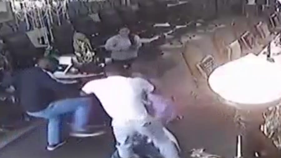 The attack on the owner of The Nail Palace was captured on surveillance video. (Credit: The Nail Palace)