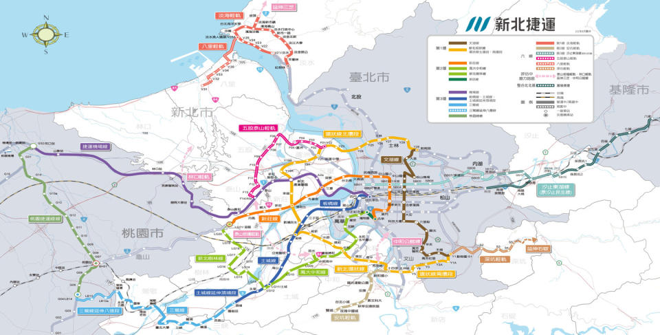 三環六線捷運路網圖。   圖：新北市捷運局提供