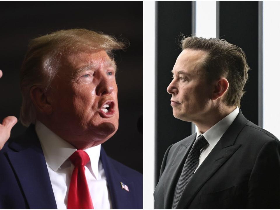 Former President Donald Trump, left, and Elon Musk, right.