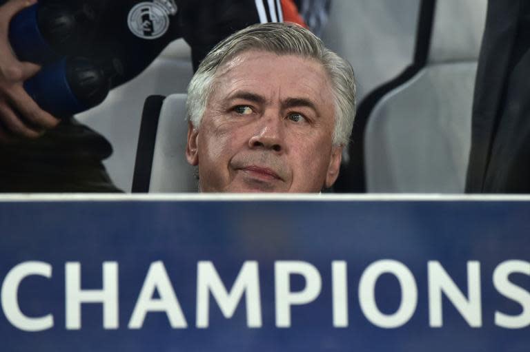 Real Madrid's Italian coach Carlo Ancelotti looks on during the UEFA Champions League semi-final first leg football match Juventus vs Real Madrid on May 5, 2015 at the Juventus stadium in Turin