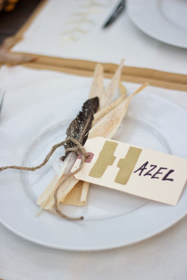 Corn and Feather Place Cards