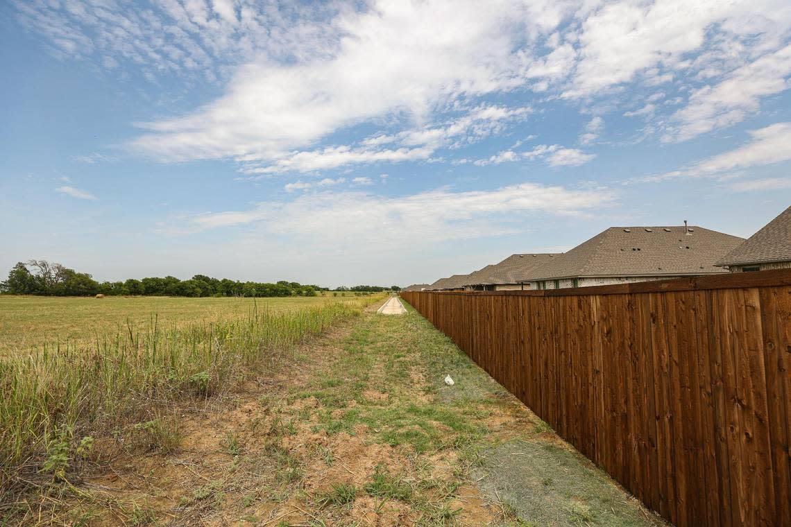 New housing developments being built at the Erickson Farms by D.R. Horton housing community in Krum, nine miles west of Denton.