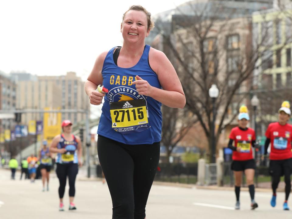 Gabrielle Russon running the Boston Marathon