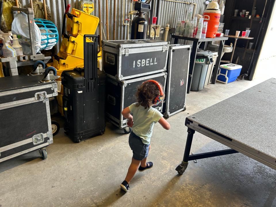 The author's daughter Louise, backstage at Jason Isbell's August show in St. Augustine, Florida.