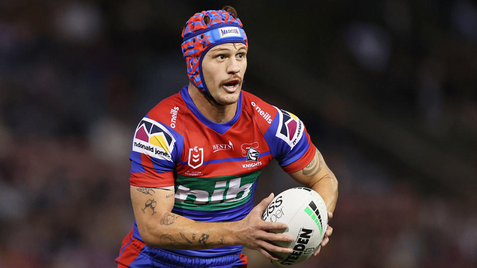 Ponga is pictured here in action for the Newcastle Knights in the NRL.