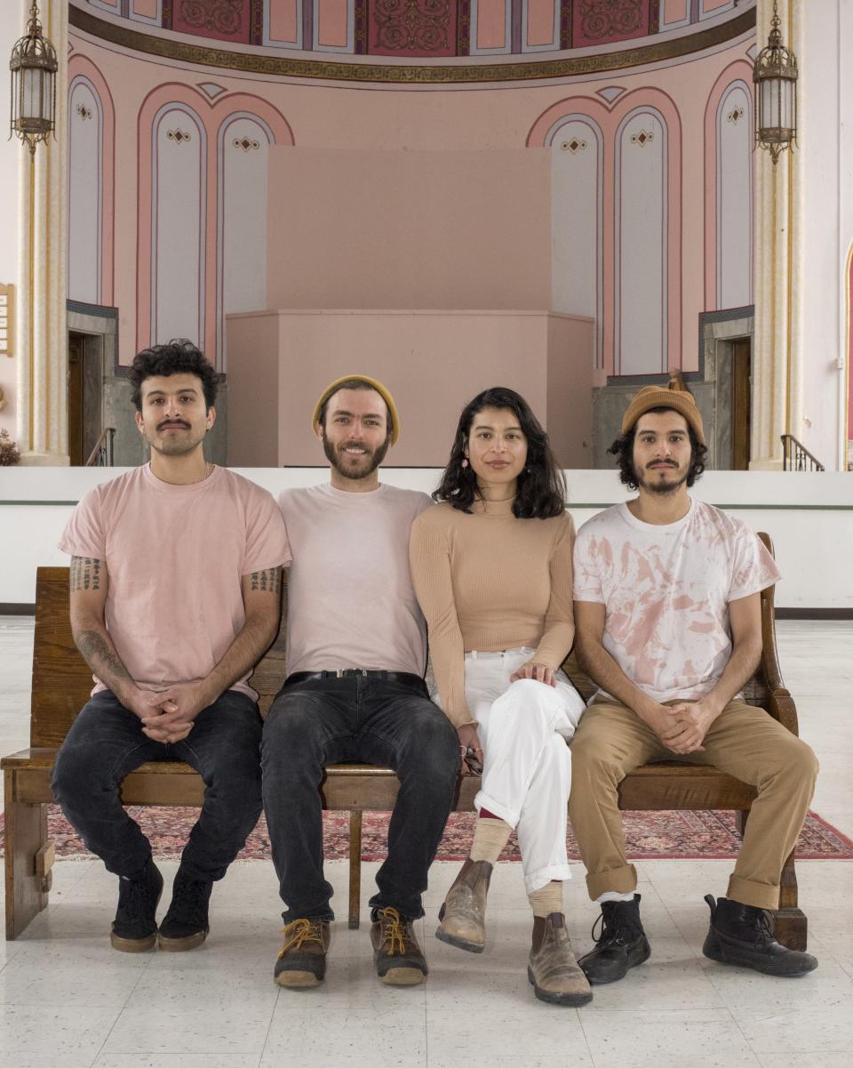 Frank Mendoza, Yiyi Mendoza, Adam Elabd and Javier Mendoza in the converted church where Yesfolk is brewed.