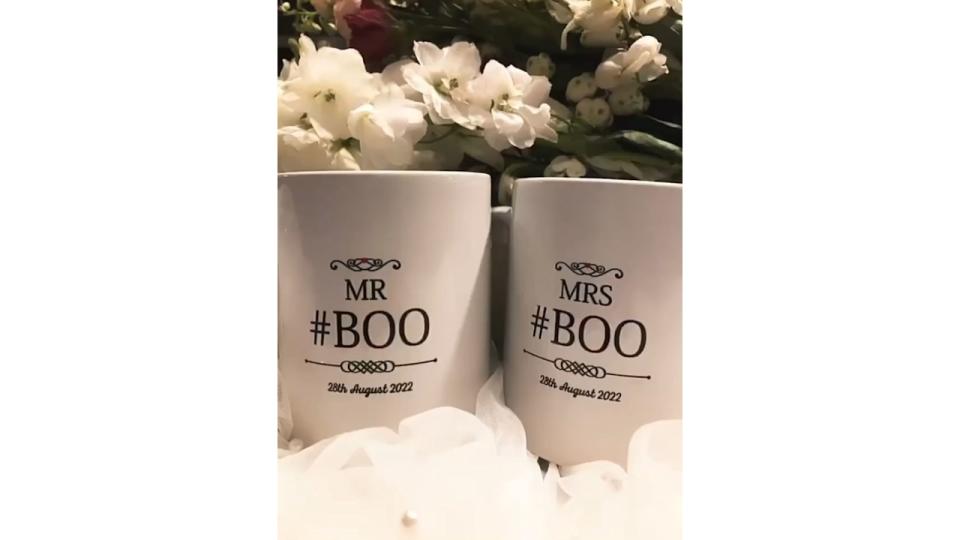 Trisha Goddard's wedding mugs