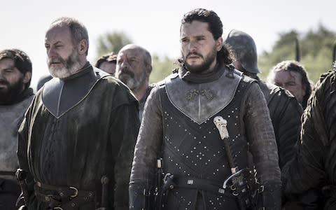 Liam Cunningham and Kit Harington in Game of Thrones - Credit: HBO