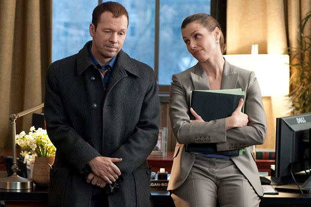 <p>Jojo Whilden/CBS via Getty</p> Danny Reagan (Donnie Wahlberg) and Erin Reagan-Boyle (Bridget Moynahan) on 'Blue Bloods'