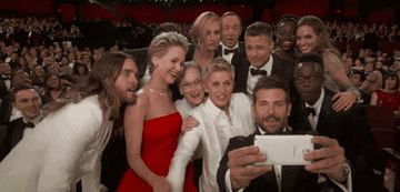 Celebrity-packed selfie at an awards show