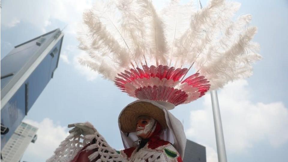 Los pueblos indígenas participan en el Día Internacional de los Pueblos Indígenas en la Ciudad de México, México, 09 de agosto de 2022.