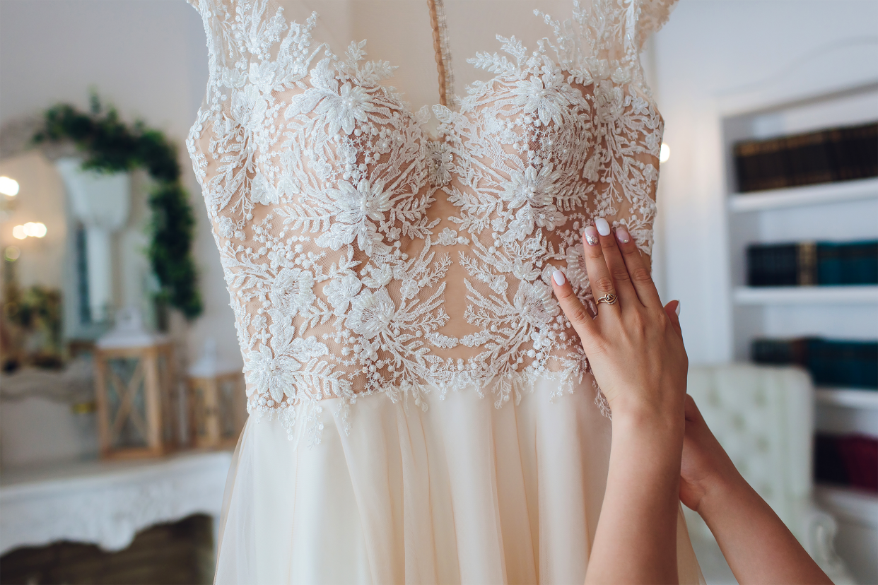 closeup of wedding dress