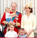 <p>Kate Middleton was beaming as Prince Louis made his first appearance on the Buckingham Palace balcony in June 2019. The young royal joined his elder siblings for the Trooping the Colour ceremony. </p>