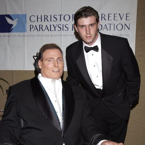 Matthew with his father, Christopher after his spinal injury  - Credit: Kevin Mazur/WireImage