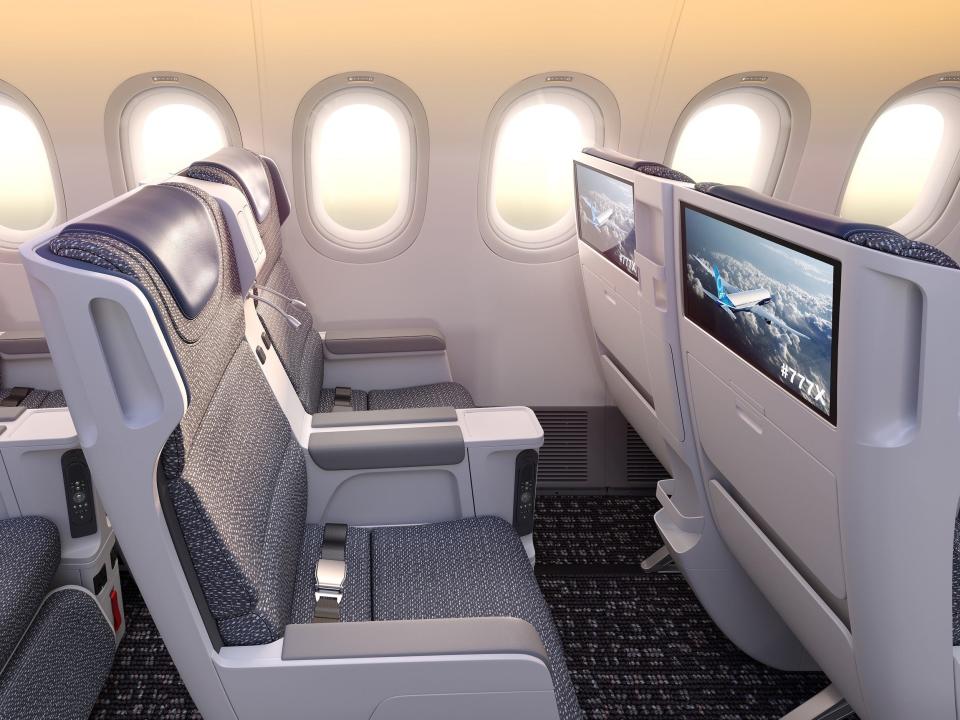 Boeing 777X interior rendering.