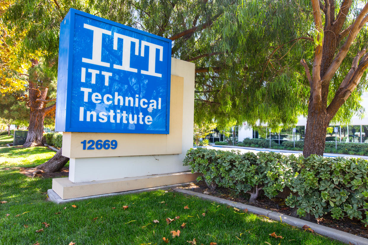 Sylmar CA - September 18, 2016:  ITT Educational Services Headquarter in Indiana. ITT Technical Institute has decided to close all its campuses in the wake of devastating federal sanctions. The school shows its doors closed days after it file for bankruptcy for misleading students into high amounts of debt.