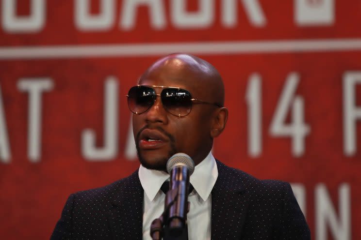 Floyd Mayweather will fight Conor McGregor on Aug. 26 in Las Vegas, but tickets are not yet on sale. UFC president Dana White warned fans not to get ripped off. (Getty Images)