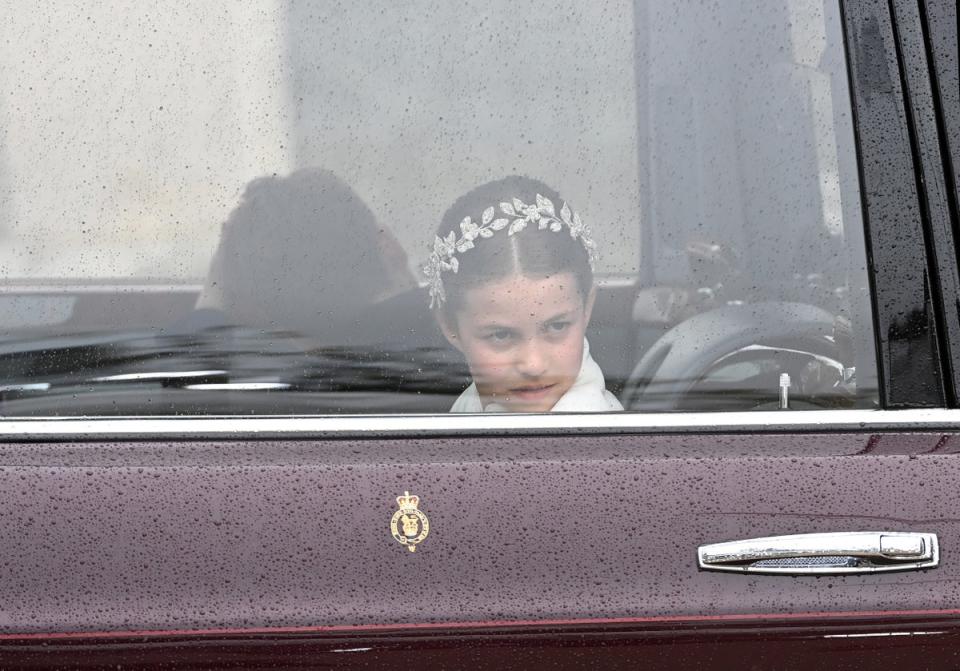 Princess Charlotte of Wales travelling in the state car ahead of the coronation (Getty Images)