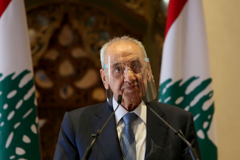 Lebanon's parliament speaker Nabih Berri holds news conference in Beirut