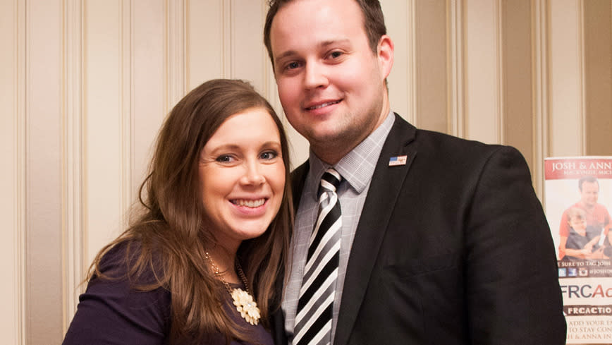 Josh Duggar and wife Anna in February this year. Photo: Getty