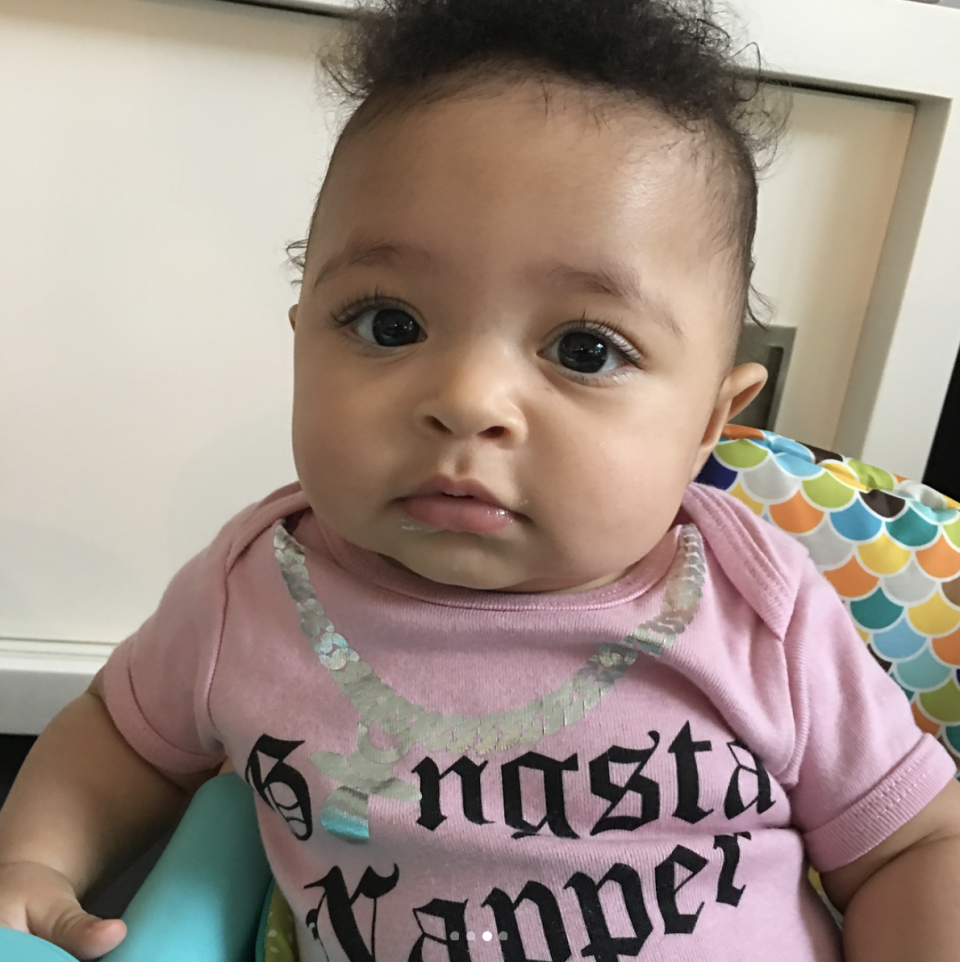 <p>Look at those eyelashes! “My baby is 6 months today,” the 36-year-old tennis champ captioned this shot of her adorable daughter, Alexis, wearing a “Gangsta Napper” onesie. “So yummy,” she added. We agree! (Photo: Serena Williams) </p>