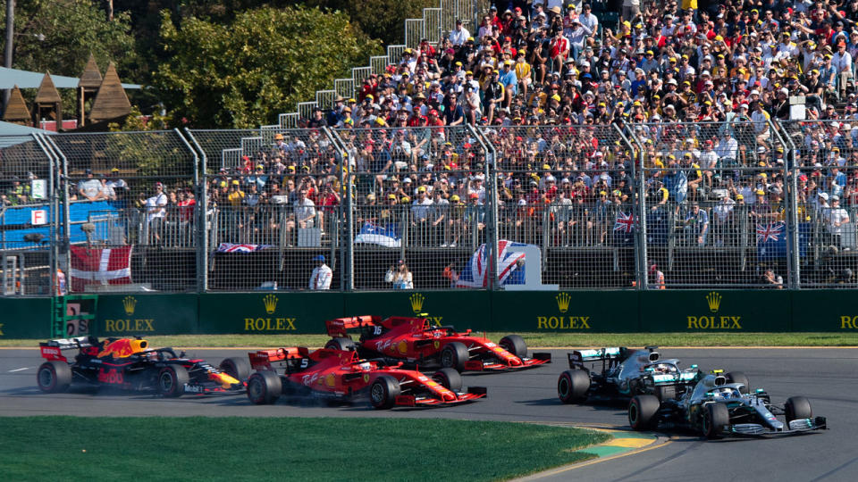 Police at the grand prix were kept busy arresting and interviewing four people in relation to the unauthorised use of a motorised cart. Pic: Getty