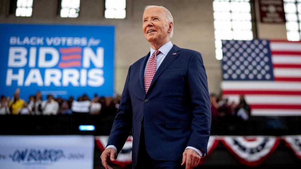 PHOTO: President Joe Biden takes the stage at a campaign rally at Girard College on May 29, 2024 in Philadelphia. (Andrew Harnik/Getty Images)