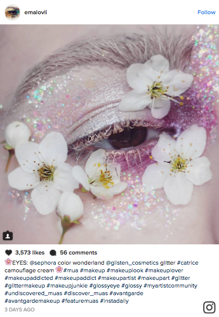 Makeup artists have been gluing fresh and dried flower to their faces for the latest floral eye makeup trend blowing up Instagram.