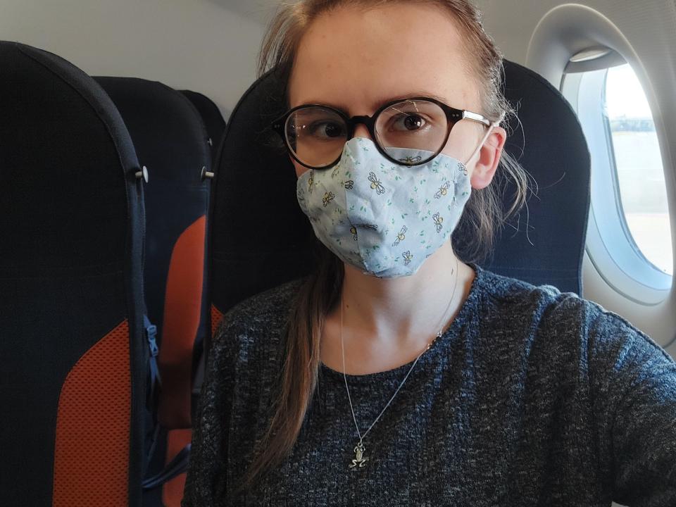 Grace Dean on board an EasyJet flight