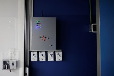 FILE PHOTO: A local SkyAlert earthquake alarm is seen at the SkyAlert headquarters in Mexico City, Mexico October 9, 2017. REUTERS/ Carlos Jasso/File Photo