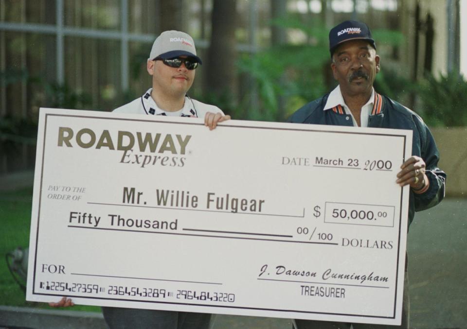 Fulgear with his cheque (Getty Images)