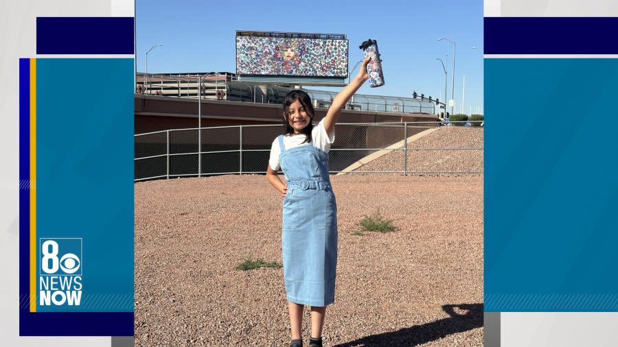 Evelyn Hernandez is a student at Gene Ward Elementary School and was selected to feature her larger-than-life artwork of mother nature on a billboard located at Harry Reid International Airport. (Clark County)