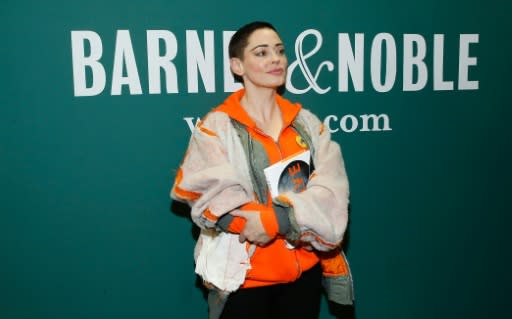 Rose McGowan signs copies of her memoir "Brave" at Barnes & Noble Union Square on January 31, 2018 in New York City