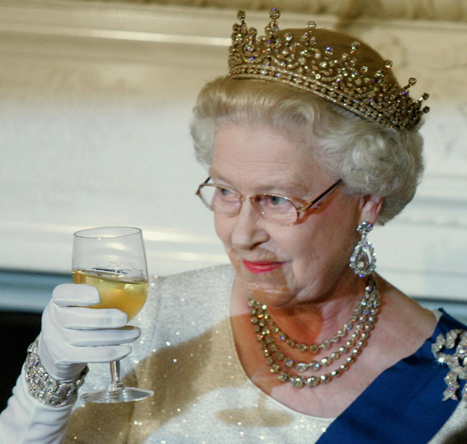 Cheers to you, Your Majesty. Source: Getty