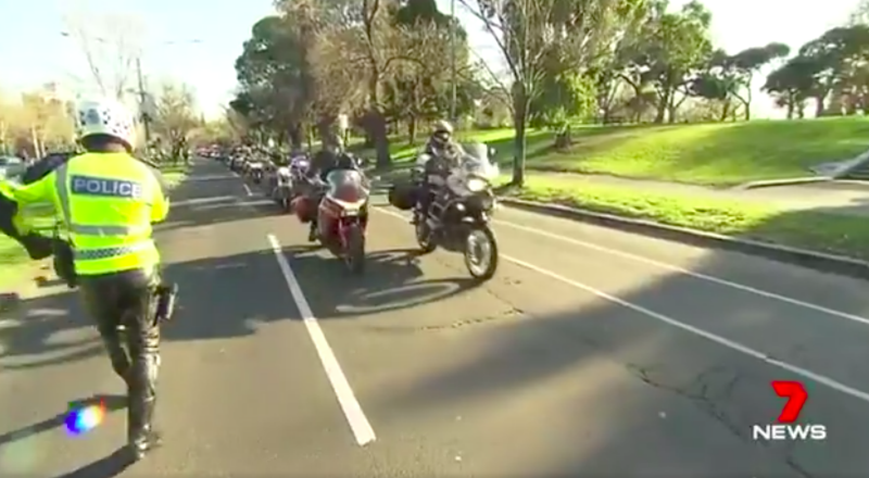 Hundreds of riders made the trip between Melbourne and Canberra to remember fallen police officers. Source: 7News