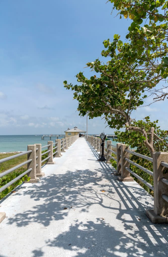 pier and cafe at the fort desoto national park, florida, usa