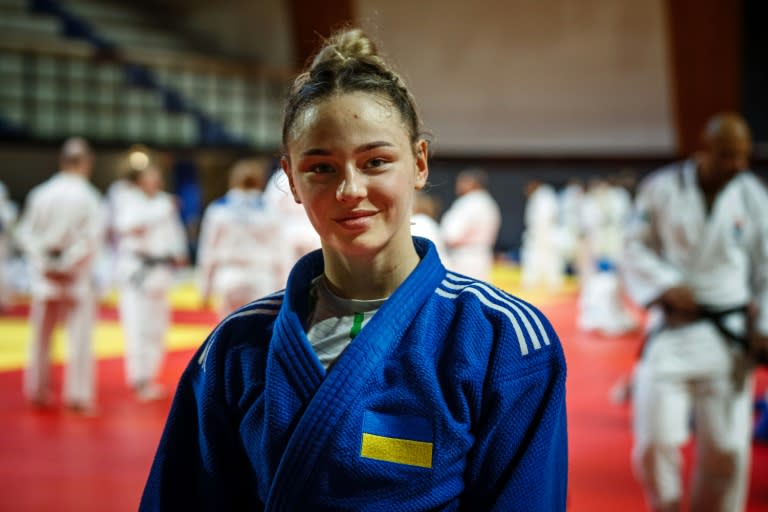 L'Ukrainienne double championne du monde Daria Bilodid participe à un stage international au Dojo de Paris, le 6 février 2024. (Dimitar DILKOFF)
