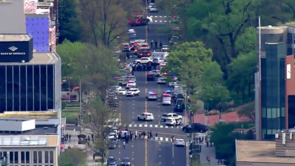 PHOTO: Police at the scene of a shooting in Washington, D.C., April 22, 2022. (WJLA)