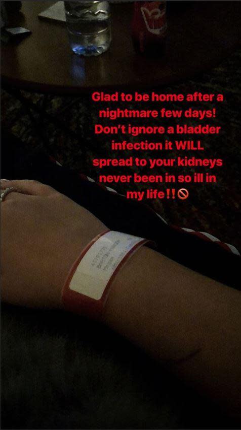 Sick: Hanson warned her followers against ignoring an infection (Megan Barton Hanson Instagram)