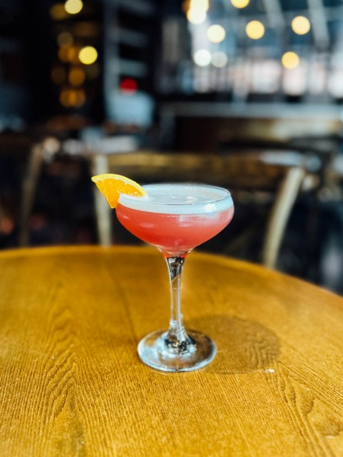 A French martini from Pascal and Sabine in Asbury Park, with Harridan vodka, Chambord and pineapple juice.